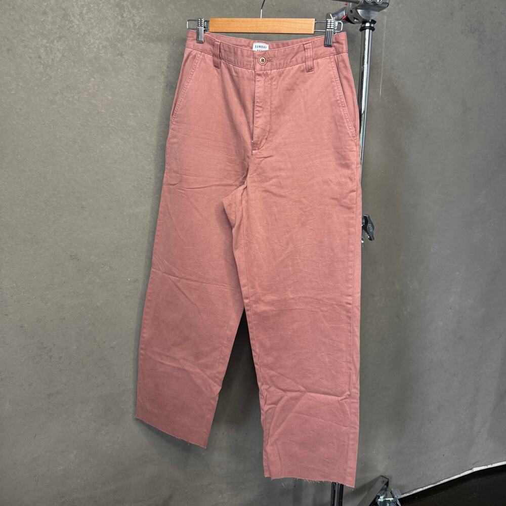 Sunday Best Wide Leg Chino Pants Raw Hem Mauve Pink Size 6 Trouser